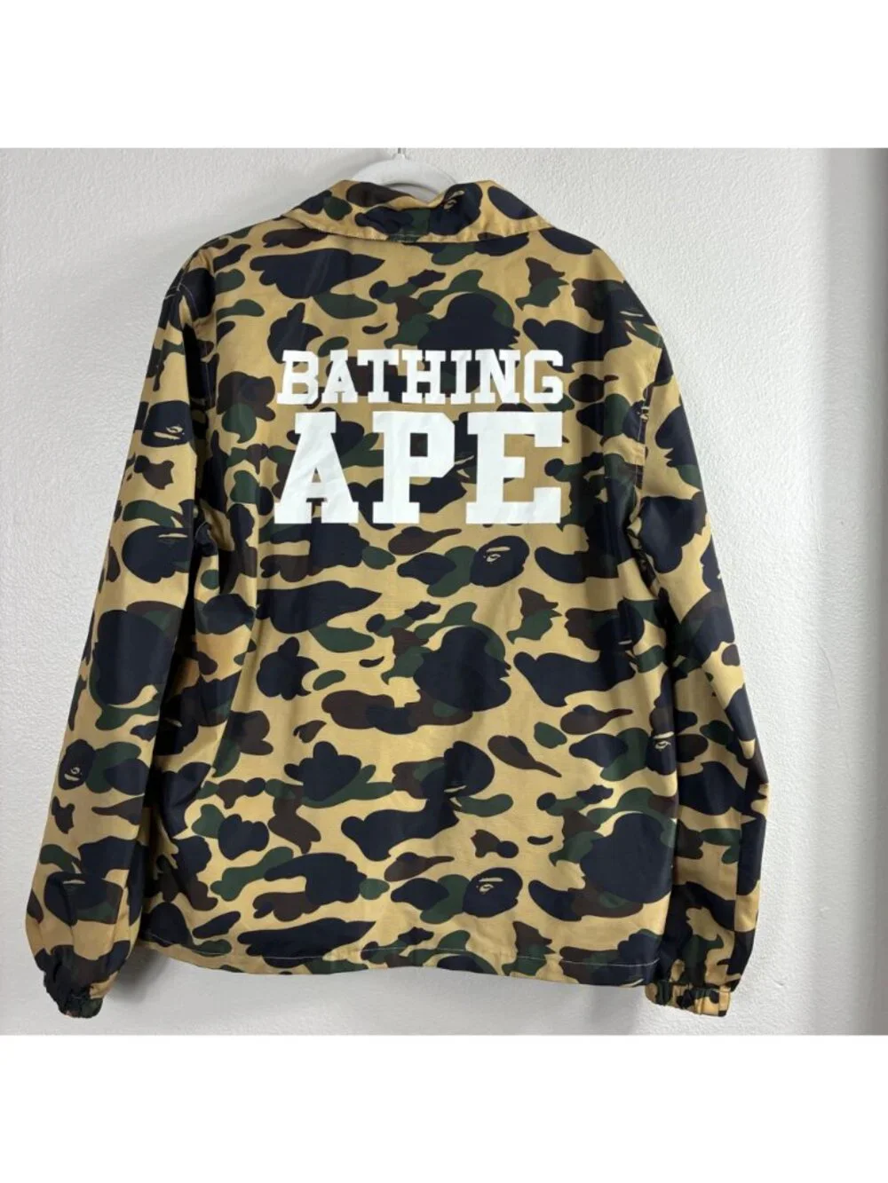 A Bathing Ape 1st Camo Coach Jacket XL Harajuku Streetwear Yellow Camouflage